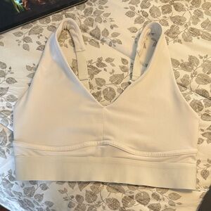 Fabletics Cream Sports Bra